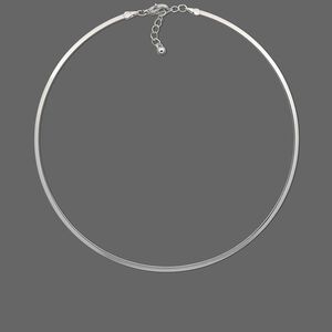 Neckwire, silver-plated brass, 3mm flat, 16 inches. Sold individually.