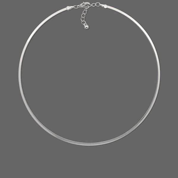 Neckwire, silver-plated brass, 3mm flat, 16 inches. Sold individually. image number 0