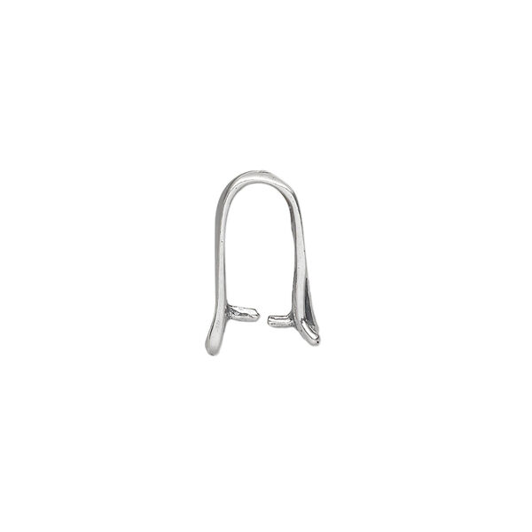Bail, ice-pick, antiqued sterling silver, 14x9mm shield with simple swirl, 10mm grip length. Sold individually. image number 1