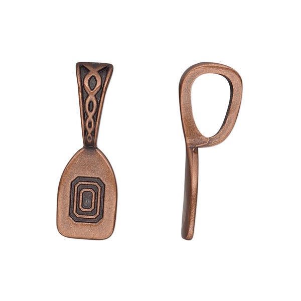 Bail, glue-on, antique copper-plated "pewter" (zinc-based alloy), 26x9mm infinity design with 14x9mm flat base. Sold per pkg of 2. image number 0