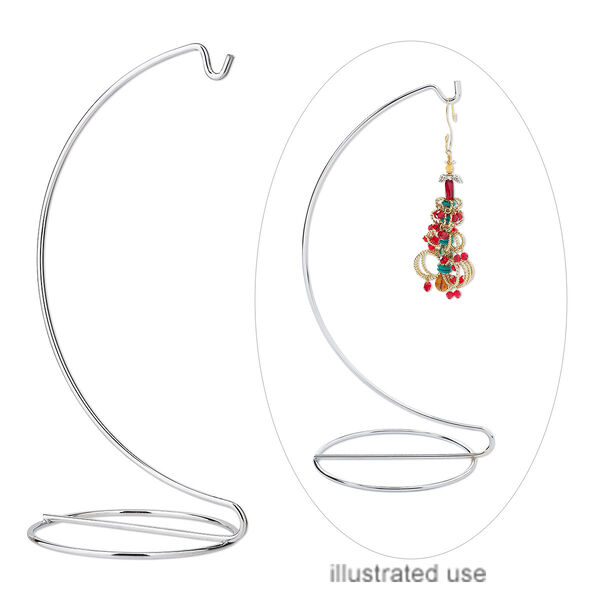 Ornament stand, chrome-finished steel, 7-1/2 x 4 x 3-1/2 inches with hook. Sold individually. image number 0