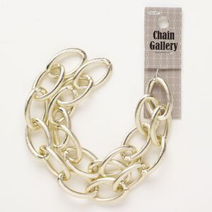 Chain aluminum 1pkg1 18.8mm textured marquise, gold finish 18 inches