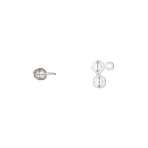 Bead tip, silver-plated brass, 6.5x4mm side clamp-on with open loop. Sold per pkg of 100.