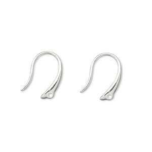 Ear wire fishhook 1pkg10 silver-plated, 14mm fancy / closed loop, 20 gauge brass 5 pair