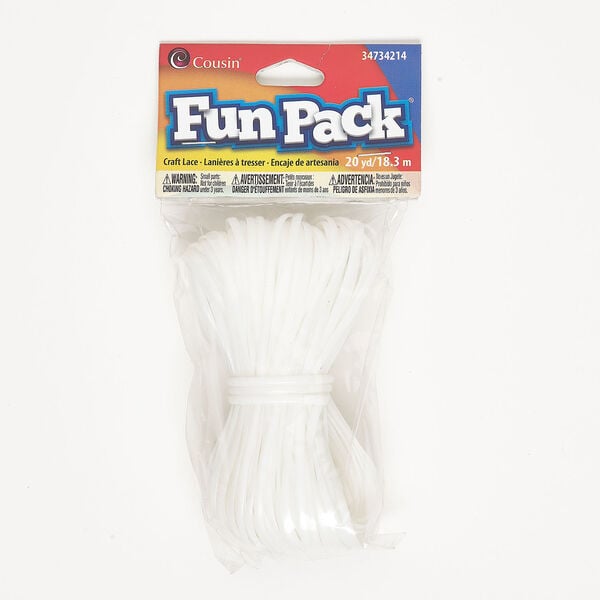 Cord 1pkg1 plastic, white, 2.5mm flat, 20-yard bundle. image number 0