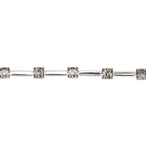 Cupchain, VINTAGE Crystal™, imitation rhodium-plated brass and crystal, black diamond, 3.3mm round. Sold per pkg of 1 meter. image number 0