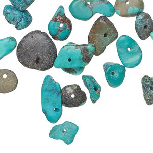 Turquoise 1pkg20, top-drilled / center-drilled chip bead large