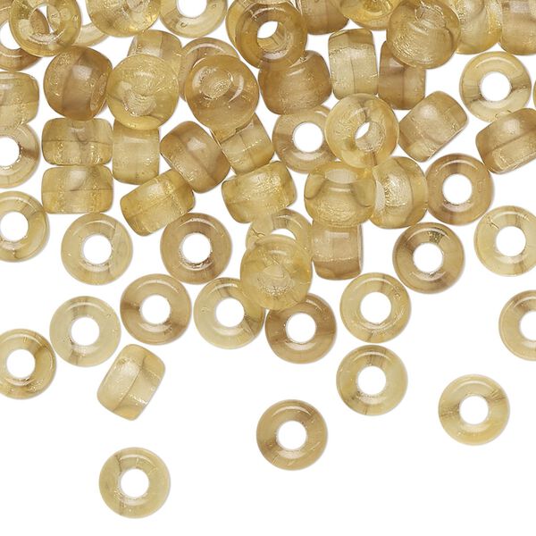 Bead, Czech pressed glass, translucent light brown, 6x4mm crow. Sold per 1-ounce pkg, approximately 140 beads. image number 0