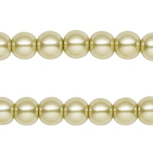 Bead, glass pearl, olive green, 8mm round. Sold per pkg of (2) 15-inch strands, approximately 100 beads.