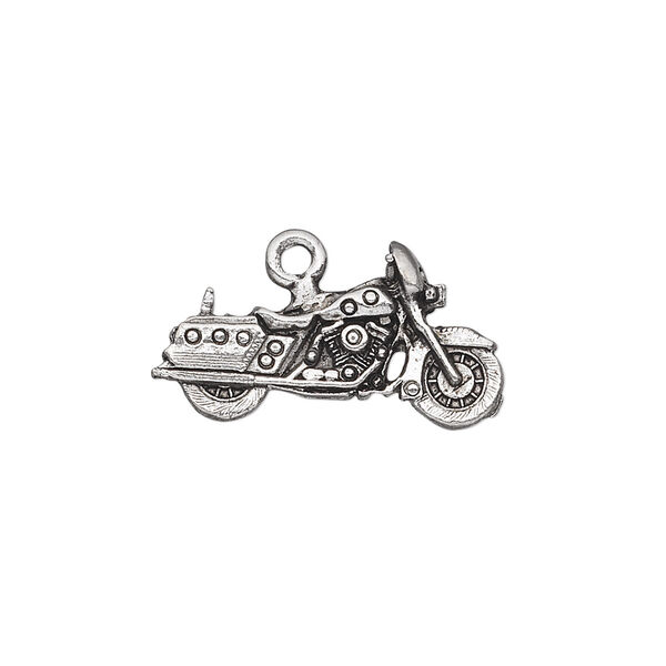 Charm, antiqued pewter (tin-based alloy), 23x12mm motorcycle charm, fully dressed. Sold per pkg of 2. image number 0