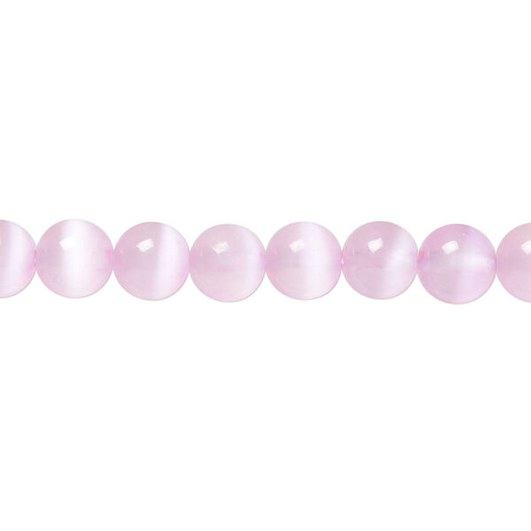 Bead, selenite (dyed / coated), pkg/16 inches, 6mm round, B+ grade, pink. image number 0