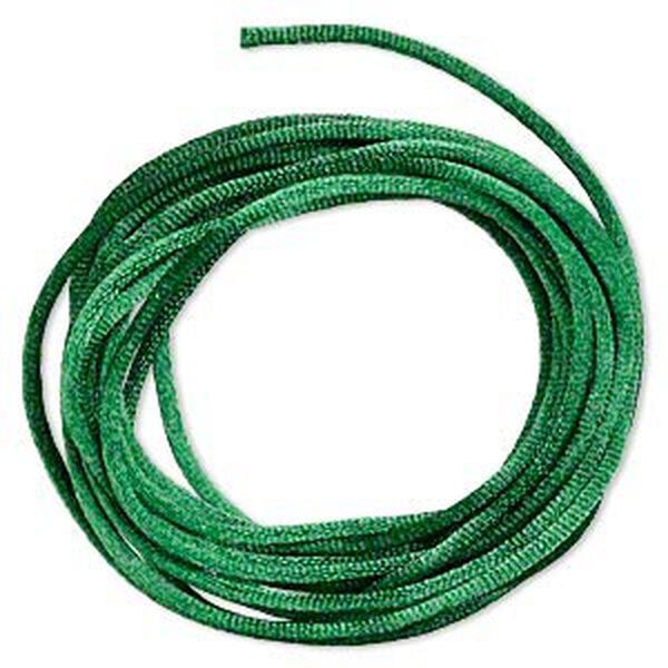 Cord, Satinique™, satin, dark green, 2mm regular. Sold per pkg of 10 feet. image number 0