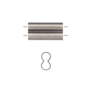 Component, gunmetal-plated brass, 18x9mm double tube with 3.5mm hole. Sold per pkg of 20.