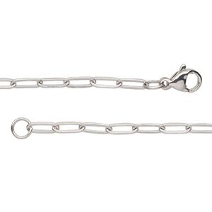 Chain 1pkg1 paperclip, 2.6mm / lobster claw clasp, stainless steel 20 inch