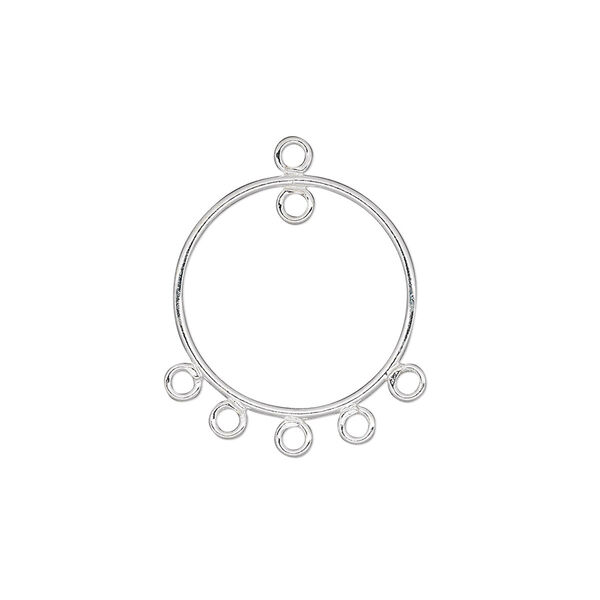 Drop, sterling silver, 19mm round with 6 loops. Sold per pkg of 2. image number 0