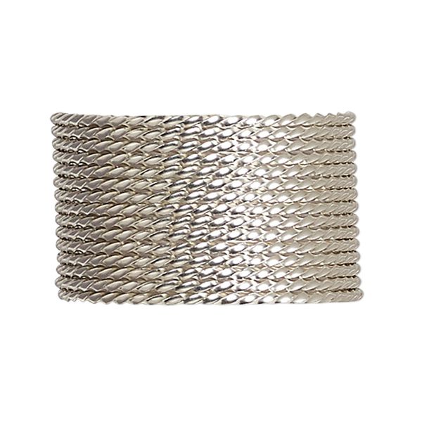 Wire, sterling silver, full-hard, twisted square, 18 gauge. Sold per pkg of 5 feet. image number 0