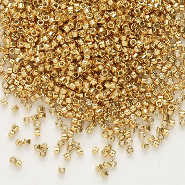 Seed bead, Delica®, glass, pkg/250g, #11 round, opaque galvanized yellow gold (DB-0410). image number 0