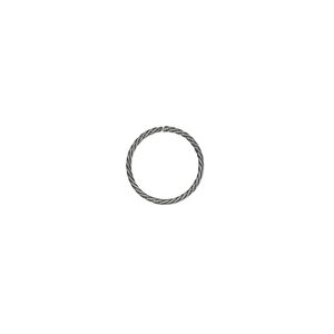 Jump ring, antique silver-plated brass, 10mm twisted round, 8.4mm inside diameter, 21 gauge. Sold per pkg of 100.
