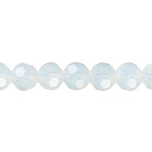 Bead 1pk 32 facets translucent clear frosted, Celestial Crystal® 8mm round 15.5-16 inch