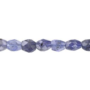 Iolite 1pkg1, hand-cut faceted oval bead 15.5-16 inch 7x5mm