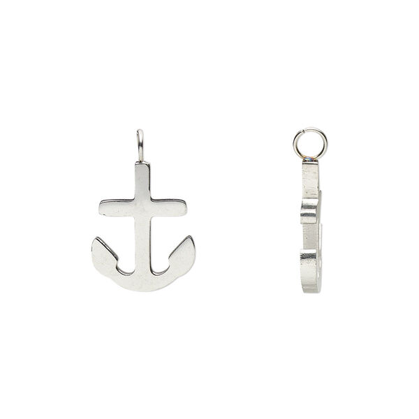 Charm, stainless steel, 12x9mm double-sided anchor. Sold per pkg of 2. image number 0