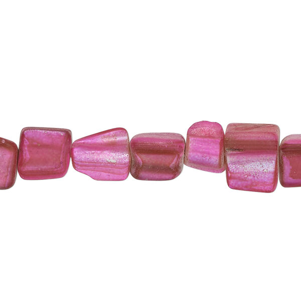 Mother-of-pearl shell 1pkg1, triangle tube bead 15 inch mountain pink 7x5mm-13x8mm image number 0