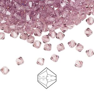 Bead 48pk light amethyst, Preciosa Czech crystal 4mm bicone