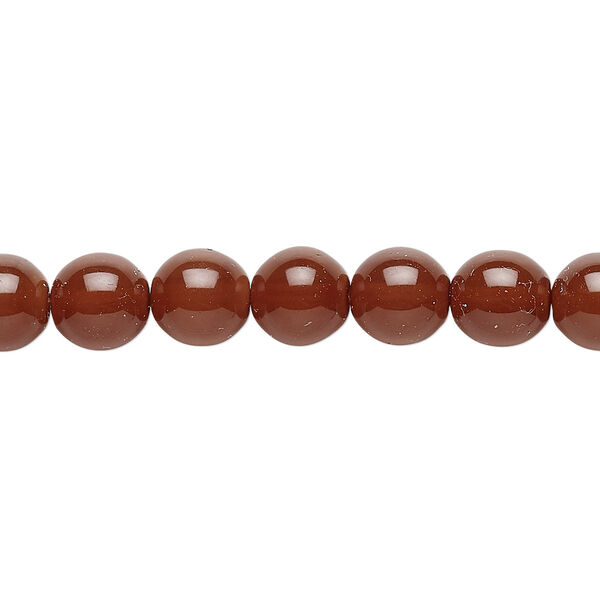 Bead, Czech dipped décor glass druk, caramel, 8mm round. Sold per 15-1/2" to 16" strand. image number 0