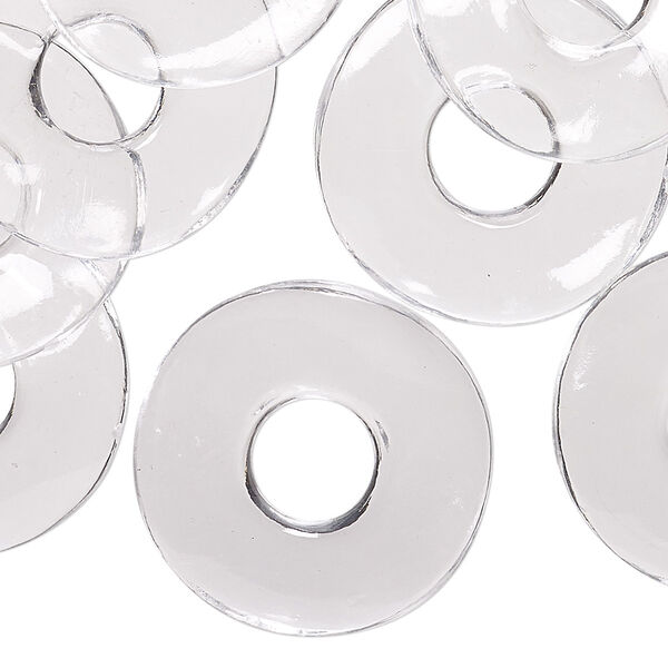 Component, acrylic, transparent clear, 25mm wavy round donut. Sold per pkg of 12. image number 0