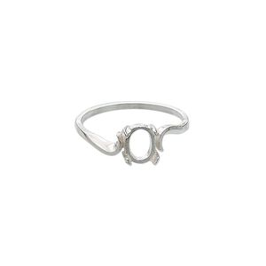 Ring, sterling silver, swirl band with 7x5mm 4-prong oval setting, size 7. Sold individually.