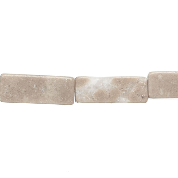 Bead, grey and cream marble (natural), 17x6mm-18x7mm square tube, C- grade, Mohs hardness 3. Sold per 15-inch strand. image number 0