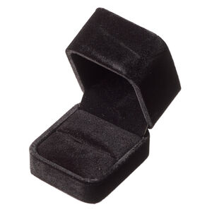 Velvet ring box, black, approximately 1-7/8 x 1-7/8 x 2-1/4 tall, sold per box.