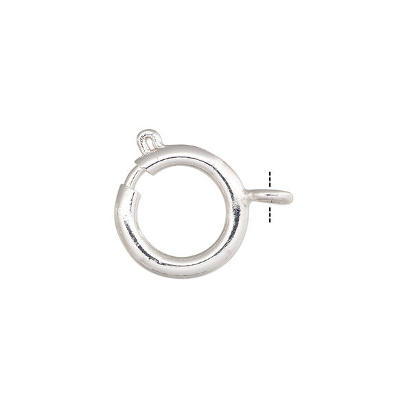 Clasp, springring, silver-plated brass, 12mm. Sold per pkg of 10. image number 0