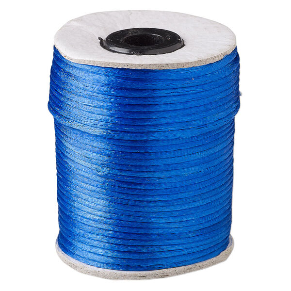 Cord, Satinique™, satin, royal blue, 2mm. Sold per 200-foot spool. image number 0