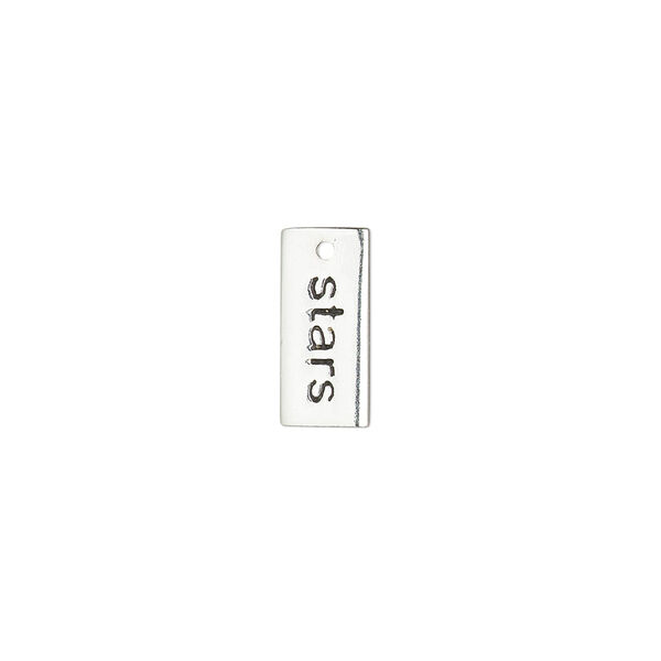 Drop, sterling silver and enamel, black, 13.5x6mm single-sided rectangle with "stars." Sold individually. image number 0
