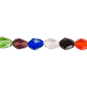 Bead Celestial Crystal® 1pkg60, 8x6mm teardrop / 66 facets, opaque to transparent multicolored