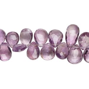 Amethyst 1pkg1, hand-cut top-drilled faceted puffed teardrop bead natural 7 inch 8x6mm-13x8mm