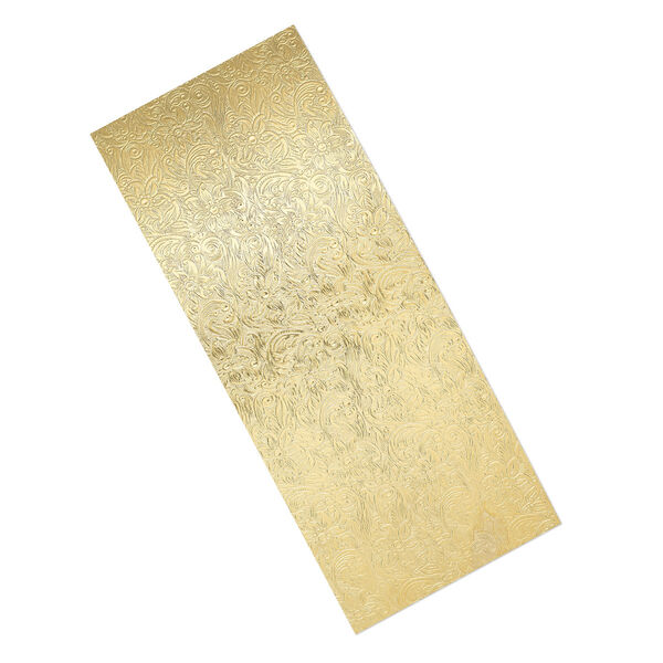 Sheet, brass, 6x2-1/2 inch single-sided rectangle with embossed floral pattern, 24 gauge. Sold individually. image number 0