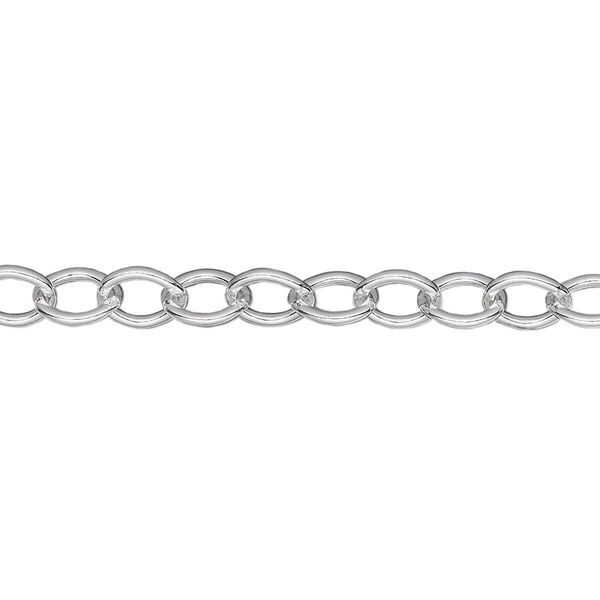 Chain, sterling silver, 6x5mm cable. Sold per pkg of 5 feet. image number 0