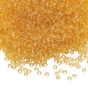 Seed bead, Preciosa Ornela Czech glass, pkg/500g, #11 rocaille, transparent light topaz, (10020).