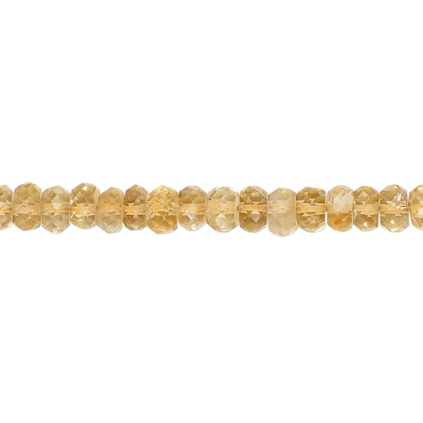 Bead, citrine (dyed / heated), 4x2mm-5x3mm hand-cut faceted button, C grade, Mohs hardness 7. Sold per 15-1/2" to 16" strand. image number 0