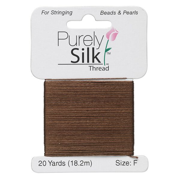 Thread, Purely Silk™, chestnut, size F. Sold per 20-yard card. image number 0