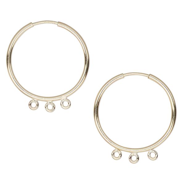 Earring hoop 1pkg2 14Kt gold-filled, 20mm round / endless loop / 3 bottom loops, 21 gauge 1 pair image number 0