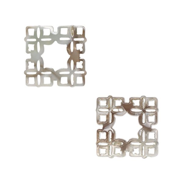 Component, resin, grey and brown, 20mm square with cutouts. Sold per pkg of 8. image number 0
