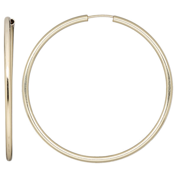 Earring, 14Kt gold-filled, 50mm round hoop with endless-loop closure. Sold per pair. image number 0