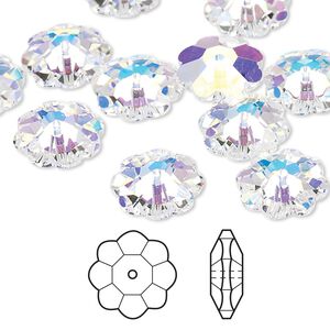 Margarita flower 144pk crystal AB, Crystal Passions® 12x4mm 3700