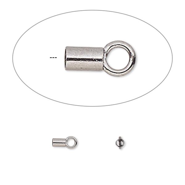 Crimp end, gunmetal-plated brass, 3.5x2mm tube with loop, 1.6mm inside diameter. Sold per pkg of 100. image number 0