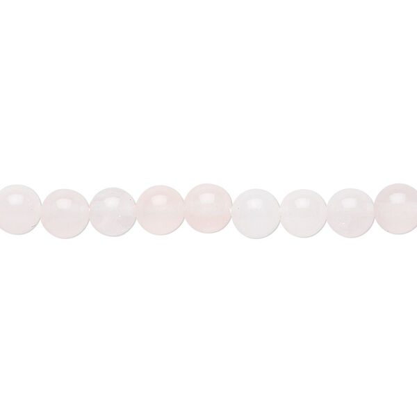 Bead, rose quartz (natural), 5mm hand-cut round, B grade, Mohs hardness 7. Sold per 15-1/2" to 16" strand. image number 0