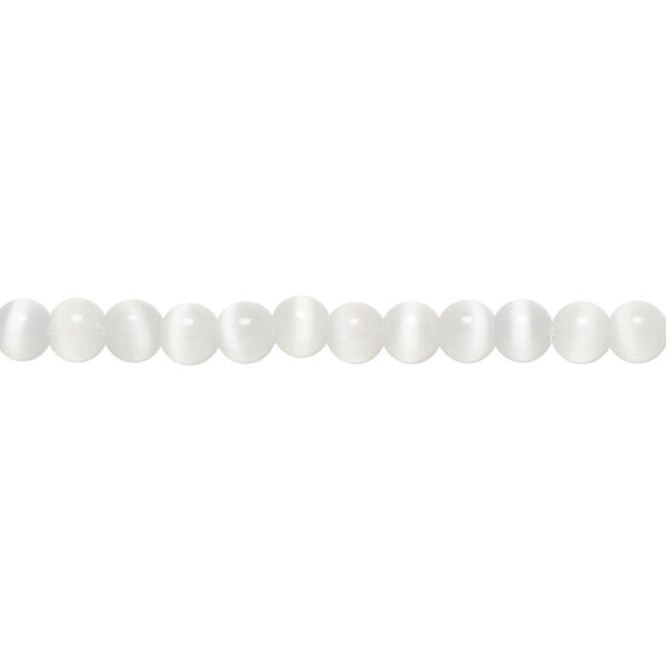 Bead, cat's eye glass (fiber optic glass), grey, 4mm round, quality grade. Sold per 15-1/2" to 16" strand. image number 0