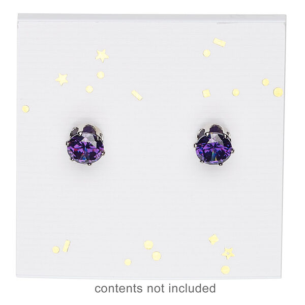 Earring card, paper, white with gold-colored confetti, 2x2-inch square. Sold per pkg of 100. image number 1